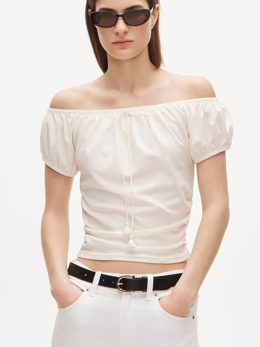 (NWT) J. Crew Cream Off-the-Shoulder Puff Sleeve Top